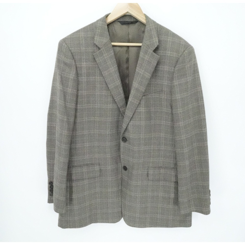 Nordstrom Signature Sport‎ Coat Mens 44L Brown Plaid 100% Cashmere Loro Piana